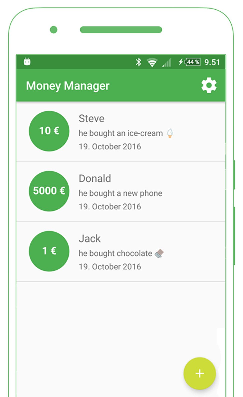 Money Manager Material design